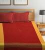 Red Geometric 300 TC Cotton Double Bed Cover with 2 Pillow Covers