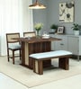 Reed Sheesham Wood 4 Dining Set with Bench in Provincial Teak Finish Reed Sheesham Wood 4 Dining Set with Bench in Provincial Teak Finish