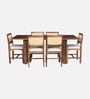 Reed Sheesham Wood 6 Seater Dining Set In Provincial Teak Finish