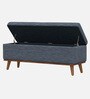 Regal  Fabric Luxury Storage Ottoman Ottoman in Blue Linen Colour