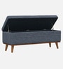 Regal  Fabric Luxury Storage Ottoman Ottoman in Blue Linen Colour