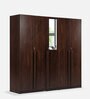 Regal 5 Door Wardrobe With Mirror in Walnut Finish