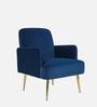 Regal Gold Legs Velvet Fabric Lounge Chair In Blue Colour