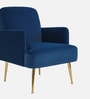 Regal Gold Legs Velvet Fabric Lounge Chair In Blue Colour