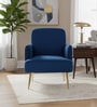 Regal Gold Legs Velvet Fabric Lounge Chair In Blue Colour