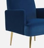 Regal Gold Legs Velvet Fabric Lounge Chair In Blue Colour