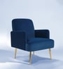 Regal Gold Legs Velvet Fabric Lounge Chair In Blue Colour