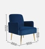 Regal Gold Legs Velvet Fabric Lounge Chair In Blue Colour