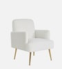 Regal Gold Legs Velvet Fabric Lounge Chair In Cream Colour