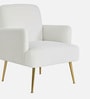 Regal Gold Legs Velvet Fabric Lounge Chair In Cream Colour