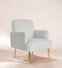 Regal Gold Legs Velvet Fabric Lounge Chair In Cream Colour