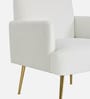 Regal Gold Legs Velvet Fabric Lounge Chair In Cream Colour