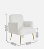 Regal Gold Legs Velvet Fabric Lounge Chair In Cream Colour