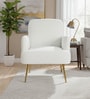 Regal Gold Legs Velvet Fabric Lounge Chair In Cream Colour