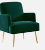Regal Gold Legs Velvet Fabric Lounge Chair In Green Colour