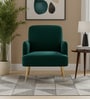Regal Gold Legs Velvet Fabric Lounge Chair In Green Colour