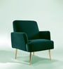 Regal Gold Legs Velvet Fabric Lounge Chair In Green Colour