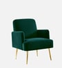 Regal Gold Legs Velvet Fabric Lounge Chair In Green Colour