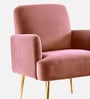 Regal Gold Legs Velvet Fabric Lounge Chair In Rose Colour