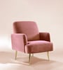 Regal Gold Legs Velvet Fabric Lounge Chair In Rose Colour
