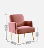 Regal Gold Legs Velvet Fabric Lounge Chair In Rose Colour