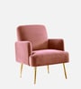 Regal Gold Legs Velvet Fabric Lounge Chair In Rose Colour