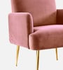 Regal Gold Legs Velvet Fabric Lounge Chair In Rose Colour