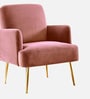 Regal Gold Legs Velvet Fabric Lounge Chair In Rose Colour