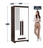 Regal Grand 2 Door Wardrobe in Walnut & White Finish with Mirror