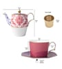 Regal Petal Baroque Premium Tea Pot Set with Infuser, Handcrafted Durable Single Cup and Kettle Se