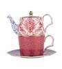 Regal Petal Baroque Premium Tea Pot Set with Infuser, Handcrafted Durable Single Cup and Kettle Se