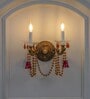 Regalia 2-Light Antique Brass Wall Light With Crystal Drops Classic Decorative Double Arm Wall Lamp For Bedroom, Living Room & Hallway (E14 Compatible)