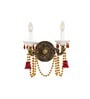 Regalia 2-Light Antique Brass Wall Light With Crystal Drops Classic Decorative Double Arm Wall Lamp For Bedroom, Living Room & Hallway (E14 Compatible)