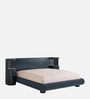 Regalis Block-Leg Panel Bed in Velvet With Oak wood Frame & Hydraulic Storage