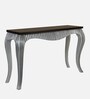 Regat Solid Wood Console Table In Silver Finish