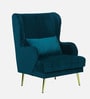Regent Velvet Wing Chair in Teal Blue Colour