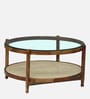 Reinbek Sheesham Wood Coffee Table In Provincial Teak Finish With Glass Top