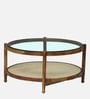 Reinbek Sheesham Wood Coffee Table In Provincial Teak Finish With Glass Top