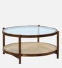 Reinbek Sheesham Wood Coffee Table In Provincial Teak Finish With Glass Top