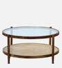 Reinbek Sheesham Wood Coffee Table In Provincial Teak Finish With Glass Top
