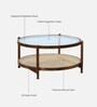 Reinbek Sheesham Wood Coffee Table In Provincial Teak Finish With Glass Top