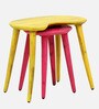 Reiner Sheesham Wood Nest Table (Set of 2) In Yellow & Pink Finish