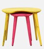 Reiner Sheesham Wood Nest Table (Set of 2) In Yellow & Pink Finish