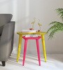 Reiner Sheesham Wood Nest Table (Set of 2) In Yellow & Pink Finish
