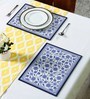 Floral (16x16) White & Blue MDF (Set of 6) Placemat