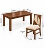 Rekha 6 Seater Dining Set In Provincial Teak Finish With Beige Colour Chair Rekha 6 Seater Dining Set In Provincial Teak Finish With Beige Colour Chair