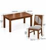 Rekha 6 Seater Dining Set In Provincial Teak Finish With Grey Colour Chair Rekha 6 Seater Dining Set In Provincial Teak Finish With Grey Colour Chair