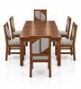 Rekha 6 Seater Dining Set In Provincial Teak Finish With Grey Colour Chair Rekha 6 Seater Dining Set In Provincial Teak Finish With Grey Colour Chair