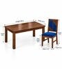 Rekha 6 Seater Dining Set In Provincial Teak Finish With Navy Blue Colour Chair Rekha 6 Seater Dining Set In Provincial Teak Finish With Navy Blue Colour Chair
