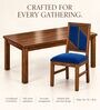 Rekha 6 Seater Dining Set In Provincial Teak Finish With Navy Blue Colour Chair Rekha 6 Seater Dining Set In Provincial Teak Finish With Navy Blue Colour Chair